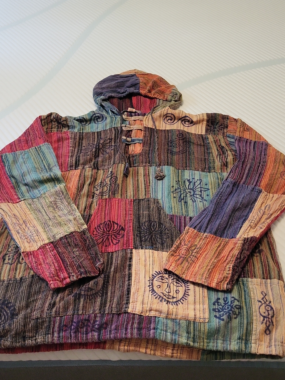 dylan Multicolor Patchwork Hooded Shirt Jacket